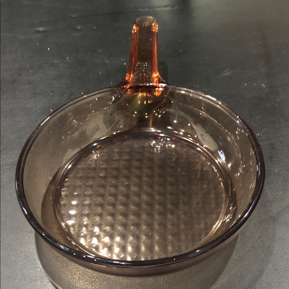 Amber Glass Cookware with Handle waffle bottom frying pan vision Corning